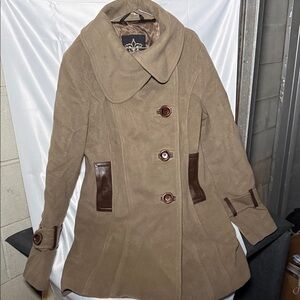 NWOT Mackage Tan Pea Coat with Brown Details